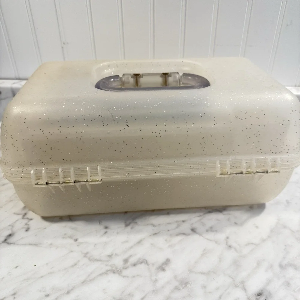 Vintage CABOODLES 3 Tier w/Mirror Clear Glitter Jellies Makeup Case 2622 Y2K